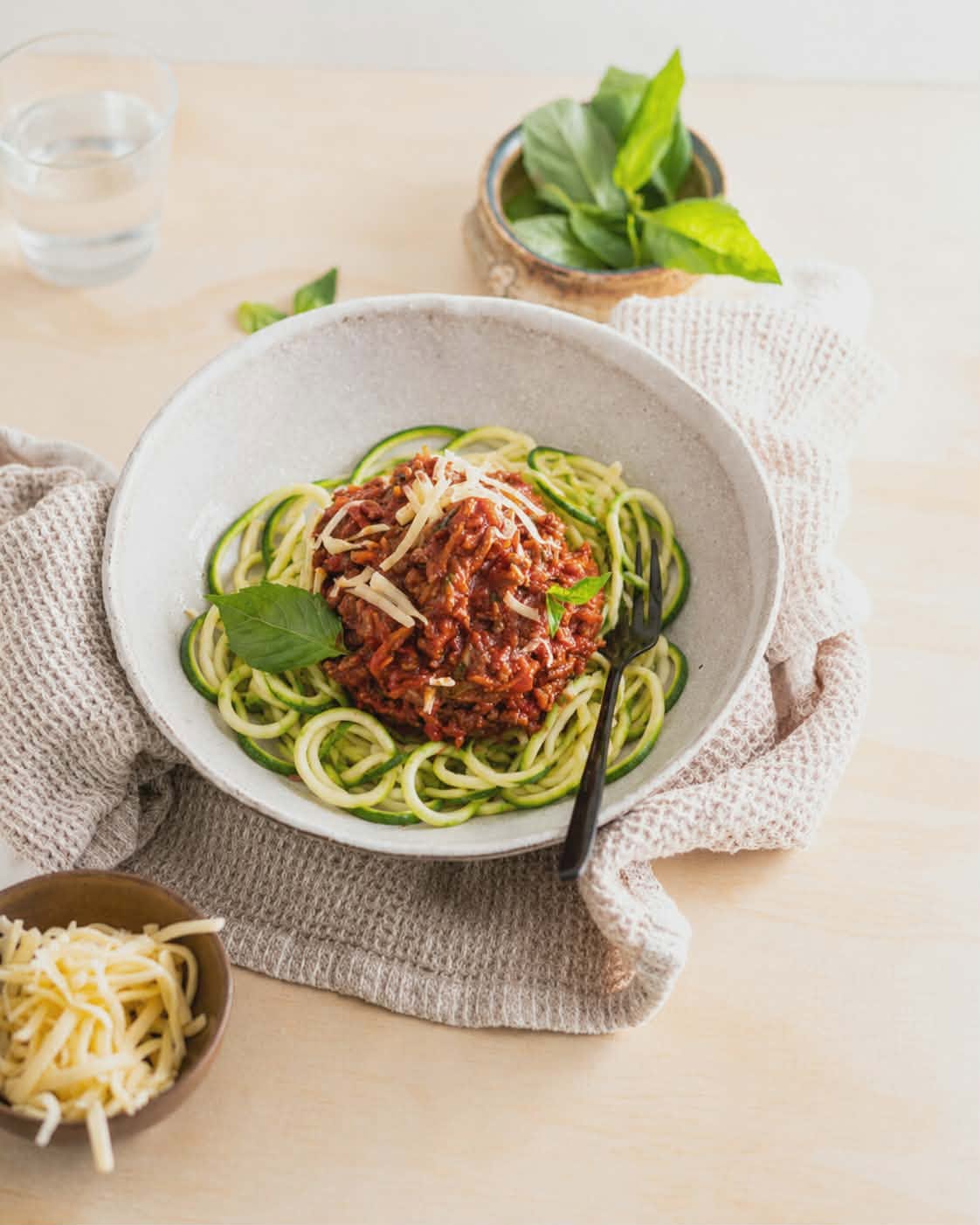 Spaghetti Bolognese with Zucchini Noodles - Low Carbohydrate