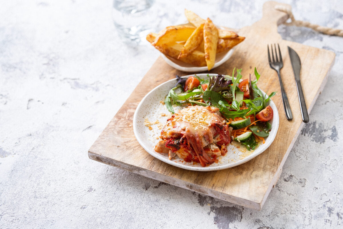 Chicken Parmigiana and Chips
