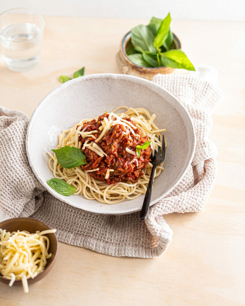 Spaghetti Bolognese with Zucchini Noodles - Low Carbohydrate
