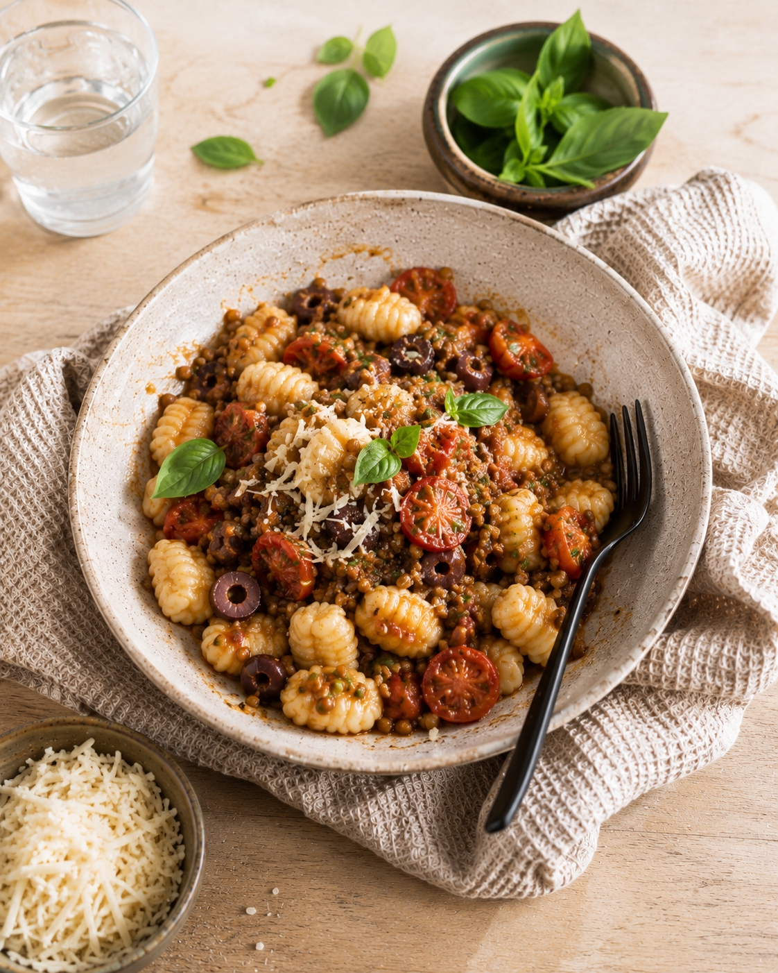 Olive and Lentil Ragu with Gnocchi - Vegetarian